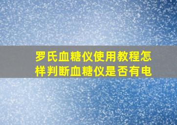 罗氏血糖仪使用教程怎样判断血糖仪是否有电