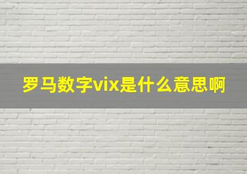 罗马数字vix是什么意思啊