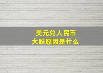 美元兑人民币大跌原因是什么