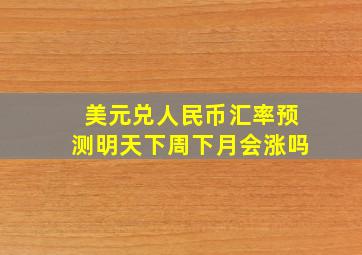 美元兑人民币汇率预测明天下周下月会涨吗