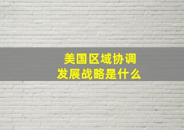 美国区域协调发展战略是什么