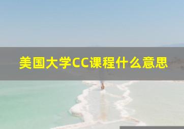 美国大学CC课程什么意思