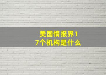 美国情报界17个机构是什么