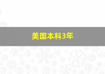 美国本科3年