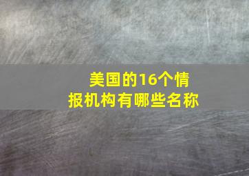 美国的16个情报机构有哪些名称