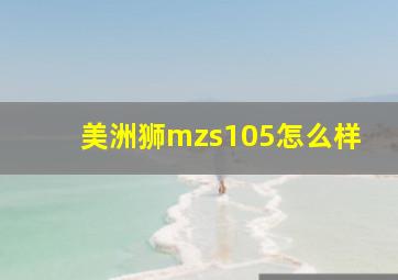 美洲狮mzs105怎么样