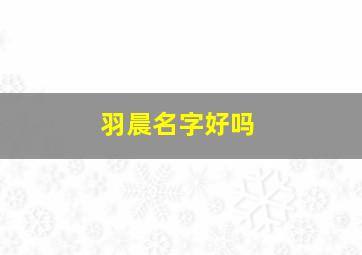 羽晨名字好吗