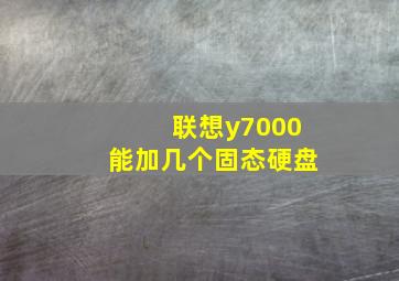 联想y7000能加几个固态硬盘