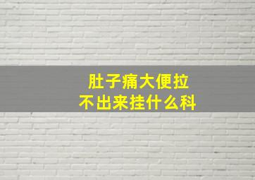 肚子痛大便拉不出来挂什么科