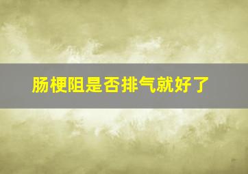 肠梗阻是否排气就好了