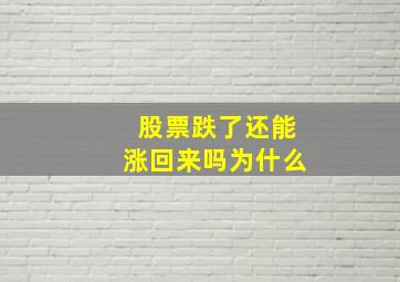 股票跌了还能涨回来吗为什么