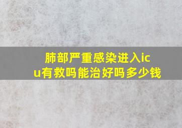 肺部严重感染进入icu有救吗能治好吗多少钱