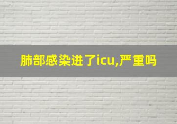 肺部感染进了icu,严重吗