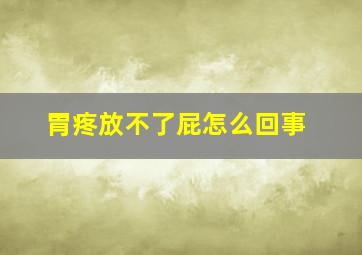 胃疼放不了屁怎么回事