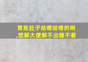 胃胀肚子咕噜咕噜的响,想解大便解不出睡不着