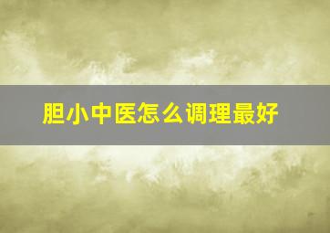 胆小中医怎么调理最好