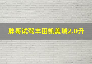 胖哥试驾丰田凯美瑞2.0升