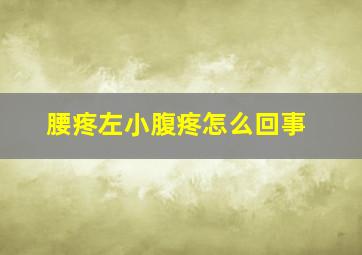 腰疼左小腹疼怎么回事