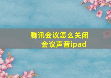 腾讯会议怎么关闭会议声音ipad