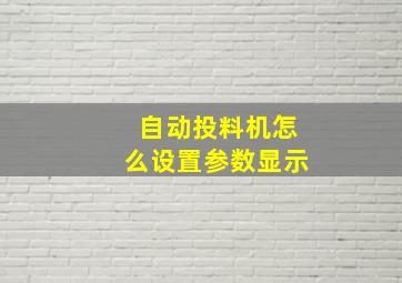 自动投料机怎么设置参数显示