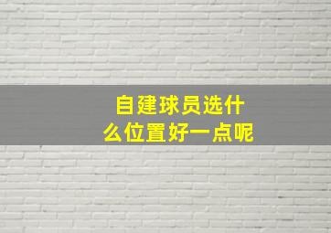 自建球员选什么位置好一点呢