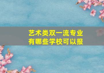 艺术类双一流专业有哪些学校可以报