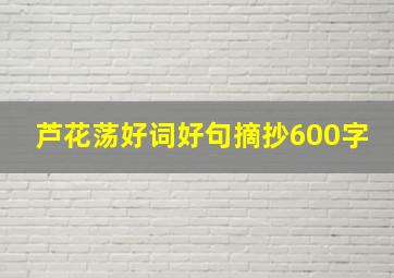 芦花荡好词好句摘抄600字