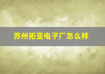 苏州拓亚电子厂怎么样