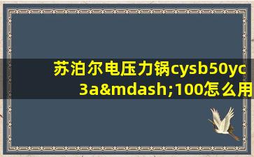 苏泊尔电压力锅cysb50yc3a—100怎么用