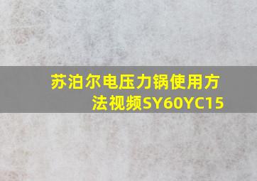 苏泊尔电压力锅使用方法视频SY60YC15