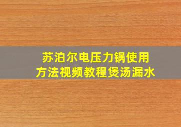 苏泊尔电压力锅使用方法视频教程煲汤漏水