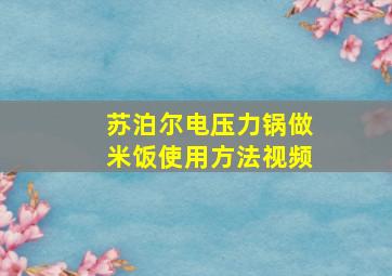 苏泊尔电压力锅做米饭使用方法视频