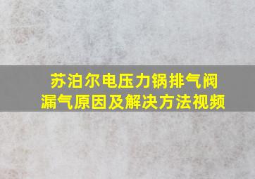 苏泊尔电压力锅排气阀漏气原因及解决方法视频