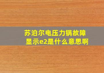 苏泊尔电压力锅故障显示e2是什么意思啊