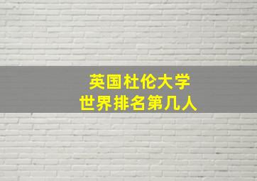 英国杜伦大学世界排名第几人