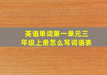 英语单词第一单元三年级上册怎么写词语表