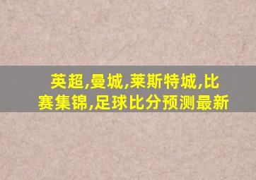 英超,曼城,莱斯特城,比赛集锦,足球比分预测最新