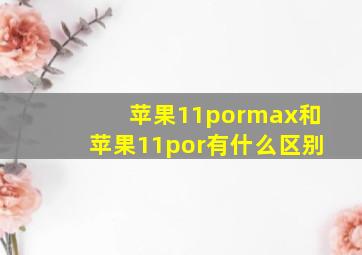 苹果11pormax和苹果11por有什么区别