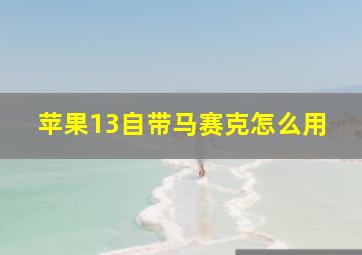 苹果13自带马赛克怎么用