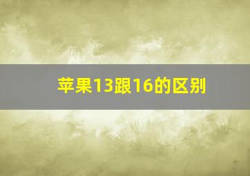 苹果13跟16的区别