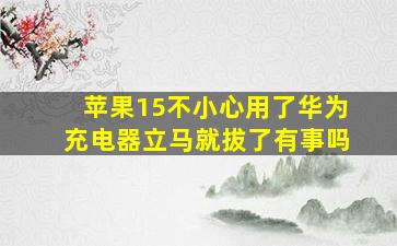 苹果15不小心用了华为充电器立马就拔了有事吗