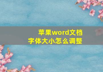 苹果word文档字体大小怎么调整