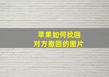 苹果如何找回对方撤回的图片