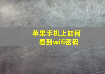 苹果手机上如何看到wifi密码