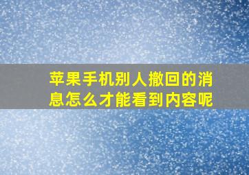 苹果手机别人撤回的消息怎么才能看到内容呢