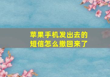 苹果手机发出去的短信怎么撤回来了