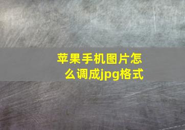 苹果手机图片怎么调成jpg格式