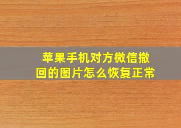 苹果手机对方微信撤回的图片怎么恢复正常