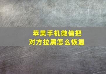 苹果手机微信把对方拉黑怎么恢复