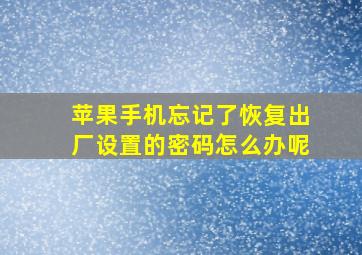 苹果手机忘记了恢复出厂设置的密码怎么办呢